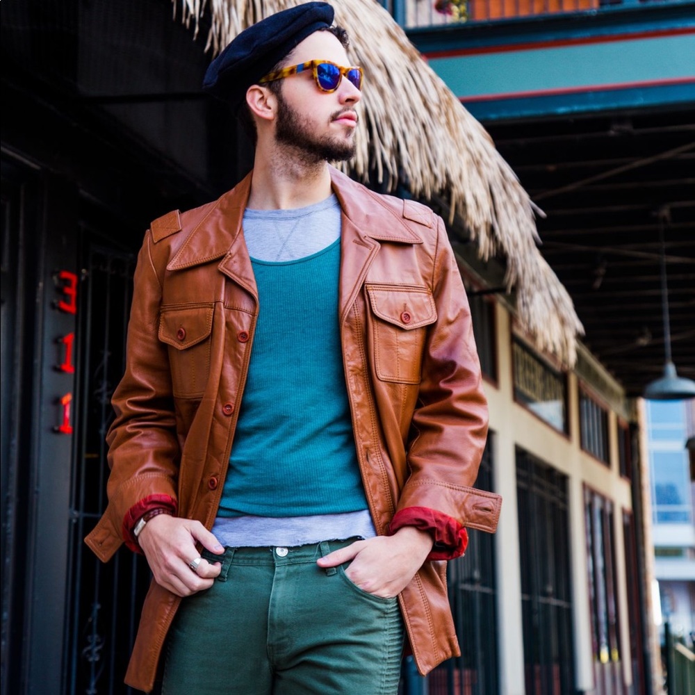 Vintage Genuine Cognac Leather Jacket